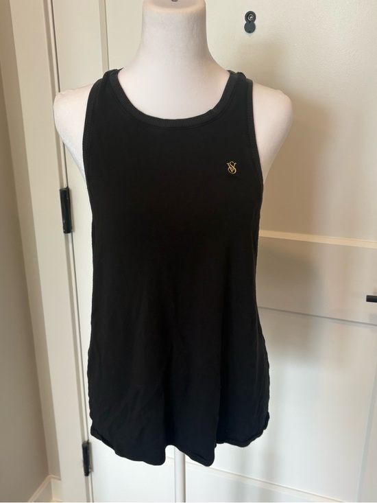 Victoria's Secret Tops - Black Women's Ribbed Tank Top with Gold Logo